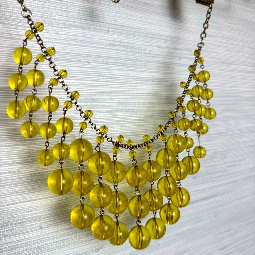 J. Crew Vintage Large Yellow and Silver Statement Necklace